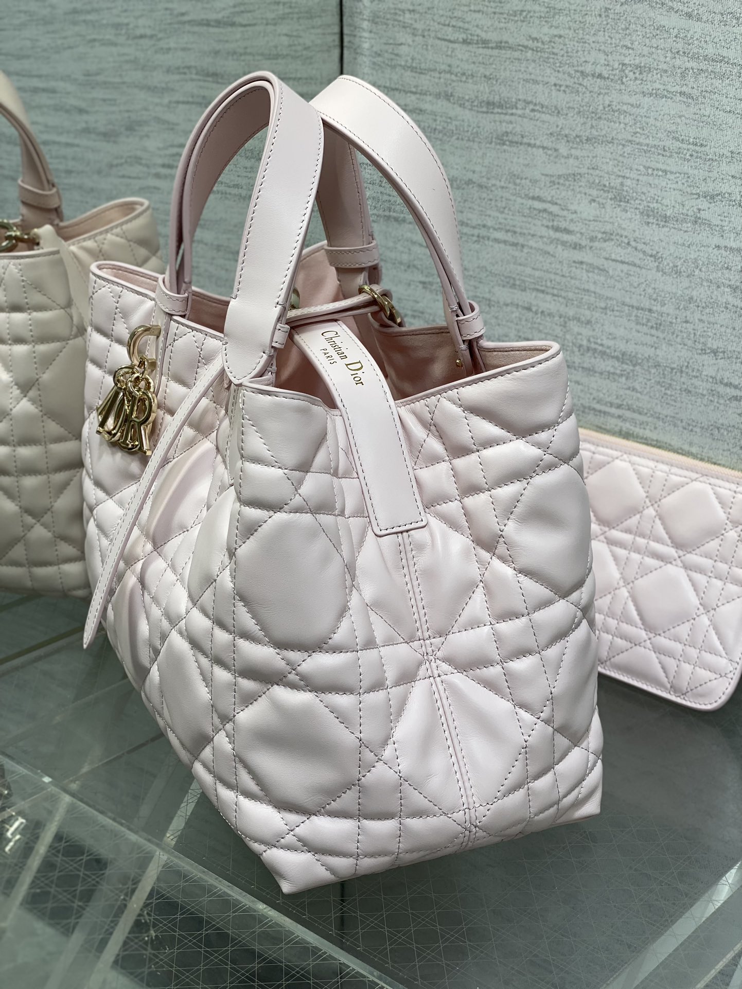 Medium Dior Toujours Bag Pale Pink Macrocannage Calfskin